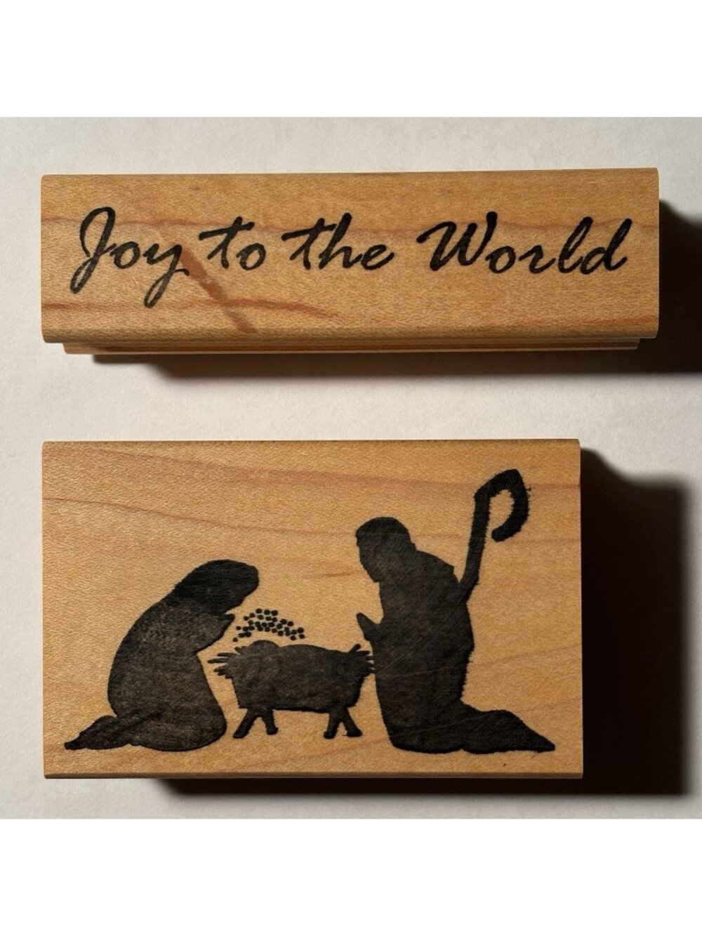 Stamp Pad Co Rubber 2 Lot Set Christmas Joy Nativity Jesus Manger Silhouette